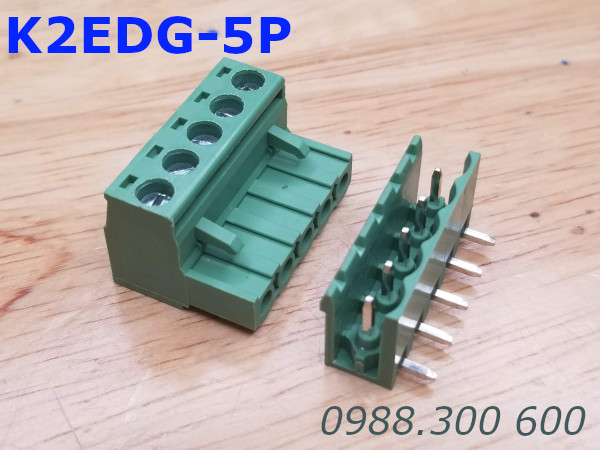 KF2EDG-5P-5.08-L: Terminal Block 5P 5.08mm curved - Jact cắm 5 chân cong