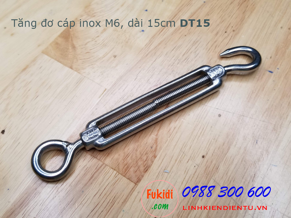 Tăng đơ cáp inox 304 M6 chiều dài 15cm