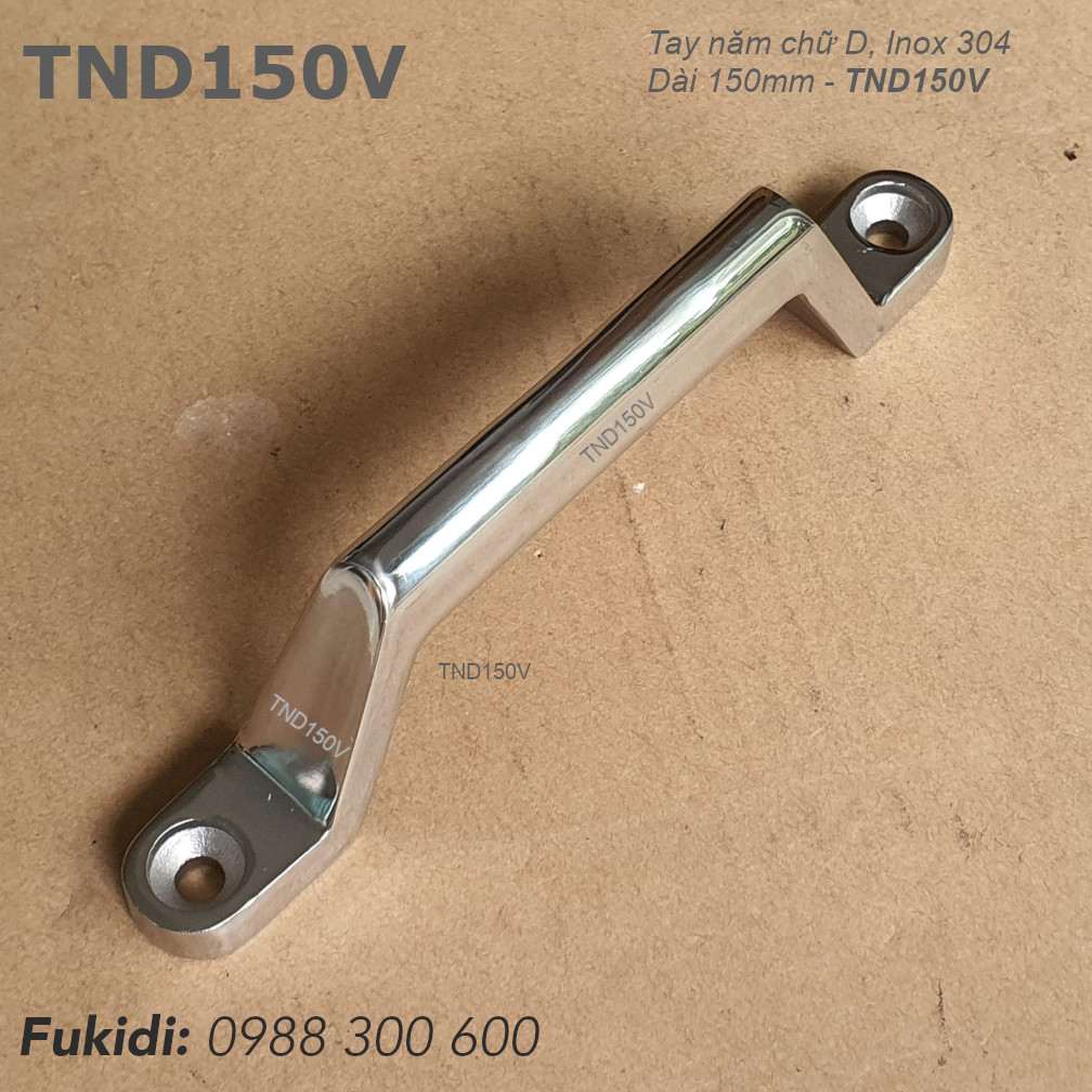 Tay nắm hộc tủ chịu lực lớn, inox 304, thân chữ U, dài 150mm - TND150V