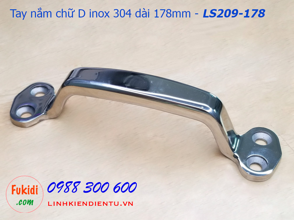 Tay nắm chữ D inox 304 chiều dài 178mm - LS209-178