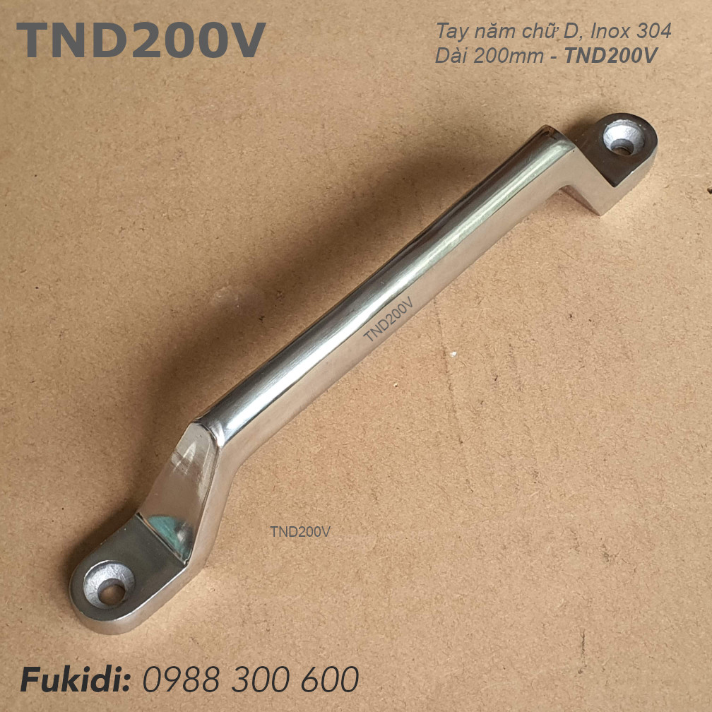 Tay nắm cửa tủ inox 304, chịu tải lớn, tiết diện U, dài 200mm - TND200V