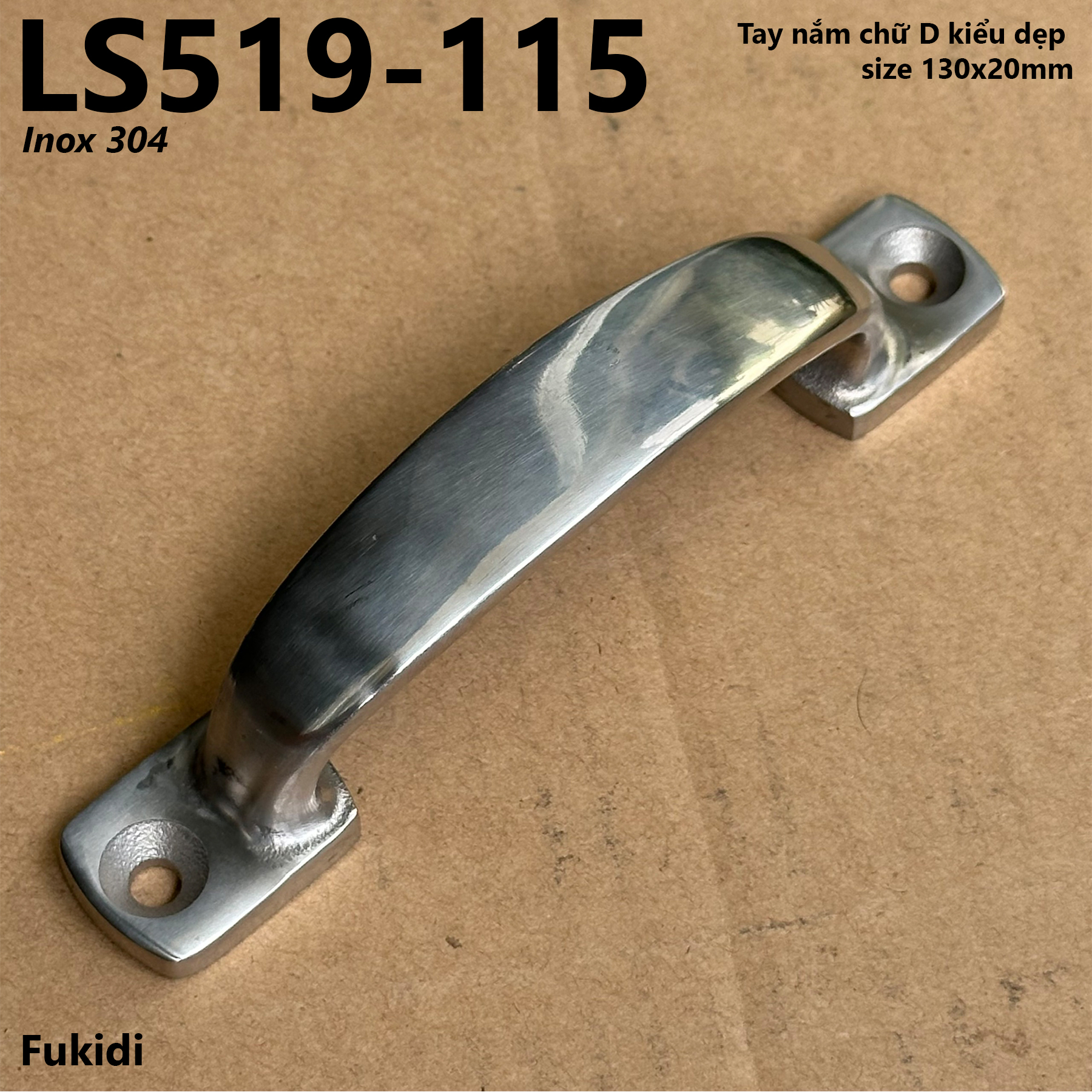Tay nắm chữ D inox 304 kiểu dẹp size 130x20mm - LS519-115