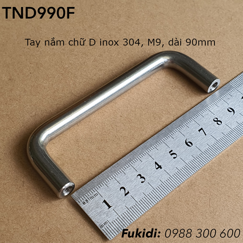 Tay nắm chữ D inox 304, M9 dài 90mm - TND990F