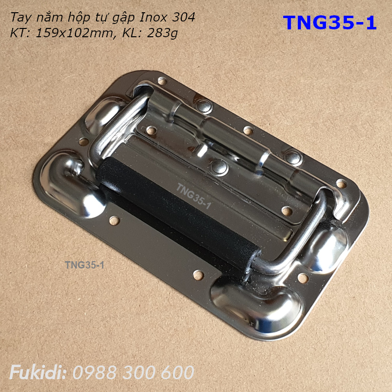 Tay nắm hộp dụng cụ tự gập, inox 304, KT: 159x102mm - TNG35-1