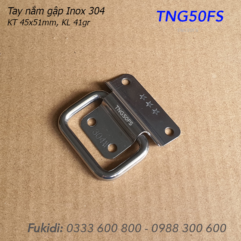 Tay nắm gập, tay nắm hộp gỗ, inox 304, KT 45x51x1mm - TNG50FS
