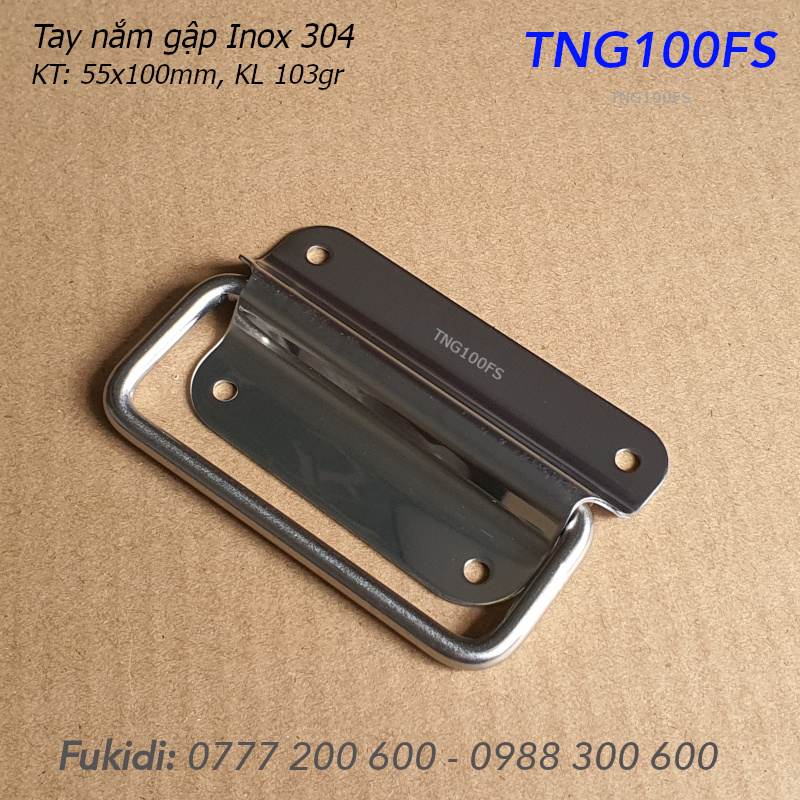 Tay nắm gập, tay nắm hộp gỗ, inox 304, KT 55x100x1mm - TNG100FS