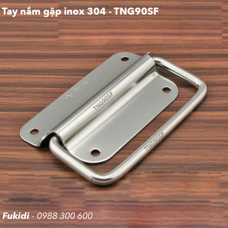 Tay nắm gập inox 304 KT 57x100mm, chiều dài tay nắm 90mm - TNG90SF