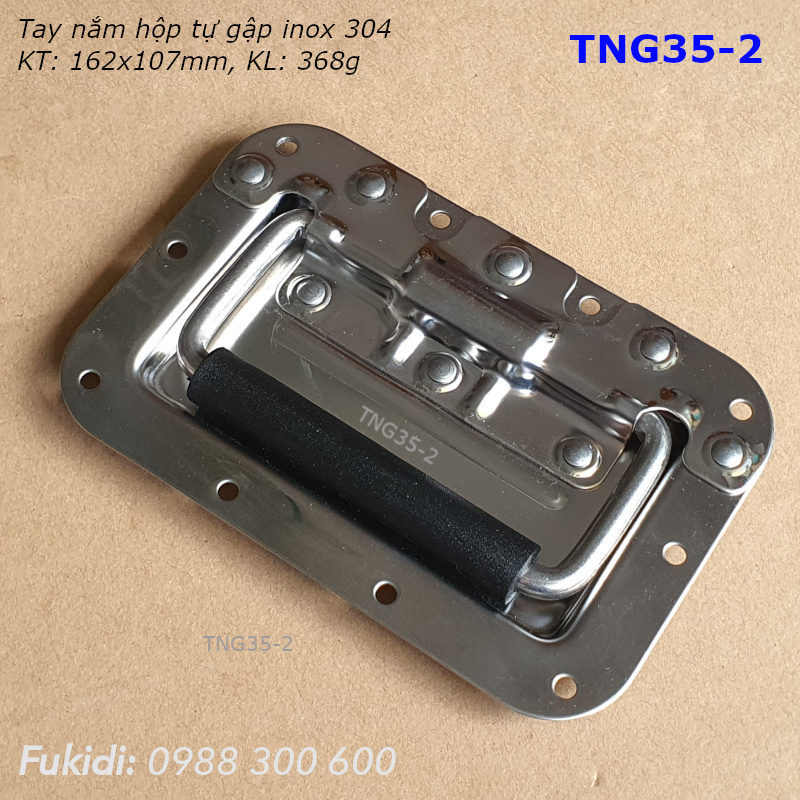 Tay nắm hộp gỗ tự gập, inox 304, KT: 162x107mm, KL 368g - TNG35-2