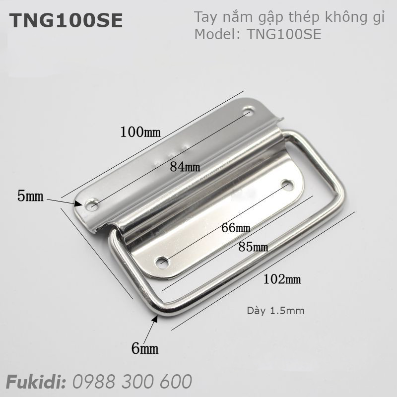 Quai xách, tay nắm gập, thép không gỉ KT 100x50, dày 1.5mm - TNG100SE