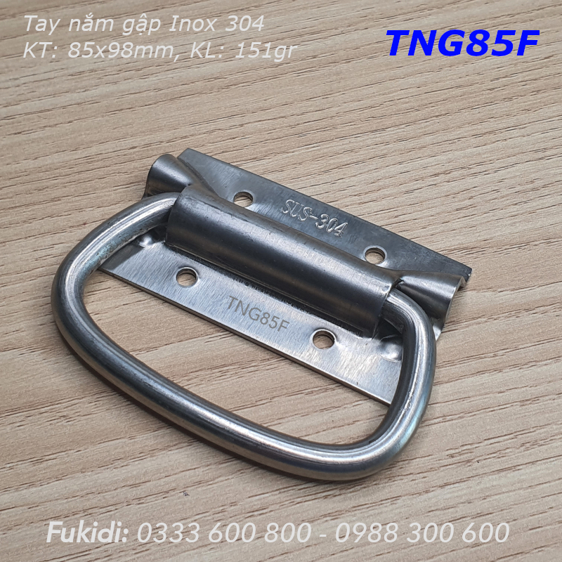 Tay nắm gập, tay nắm hộp gỗ, inox 04, KT 85x98, rộng 84mm - TNG85F