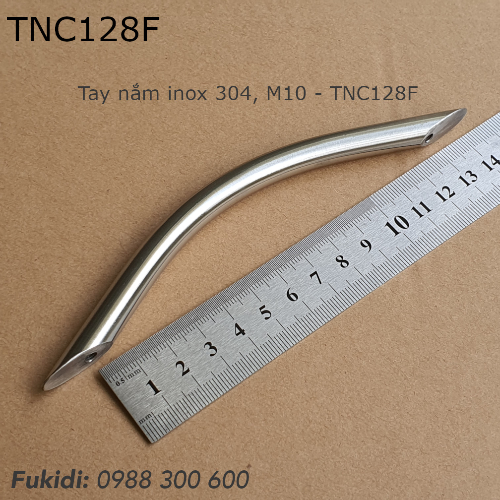 Tay nắm cong mềm mại, chất liệu inox 304, phi M10 dài 128mm - TNC128F