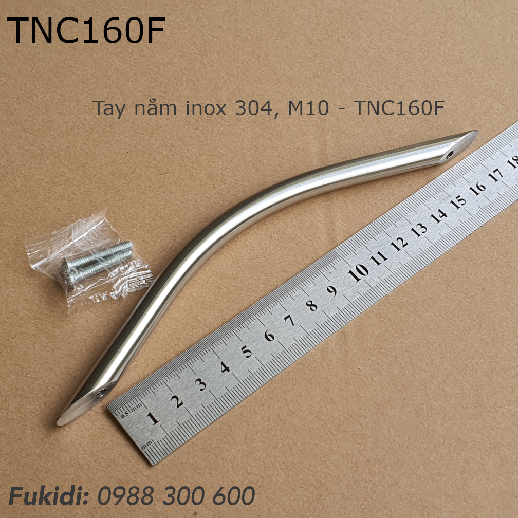 Tay nắm cong mềm mại, chất liệu inox 304, phi M10 dài 160mm - TNC160F