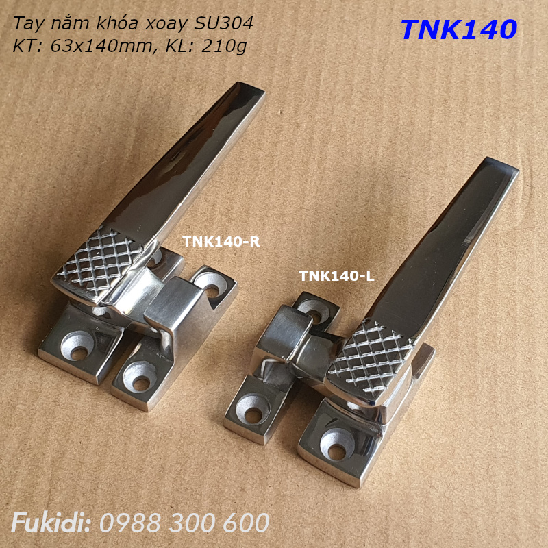 Tay nắm và khóa cửa tủ xoay, inox 304, dài 140mm - TNK140