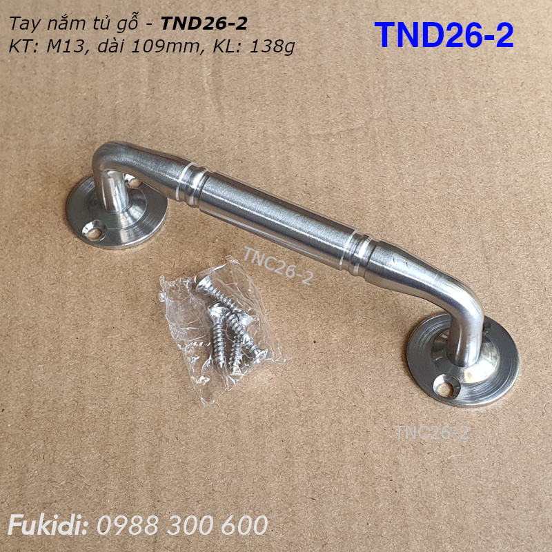 Tay nắm cửa tủ gỗ, hộc tủ, thép không gỉ, KT M13 dài 109mm - TND26-2
