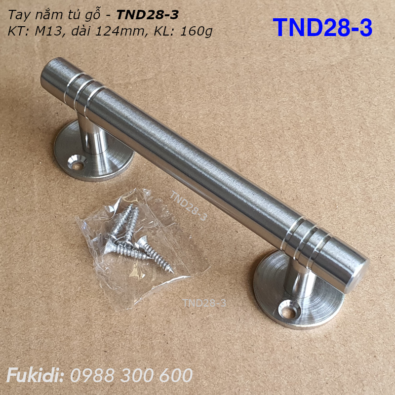 Tay nắm cửa tủ, hộc tủ gỗ, thép không gỉ, KT: M13 dài 124mm - TND28-3