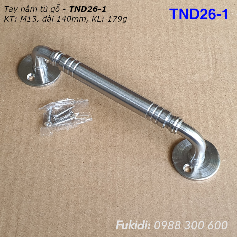 Tay nắm cửa tủ gỗ, thép không gỉ, KT M13 dài 140mm - TND26-1