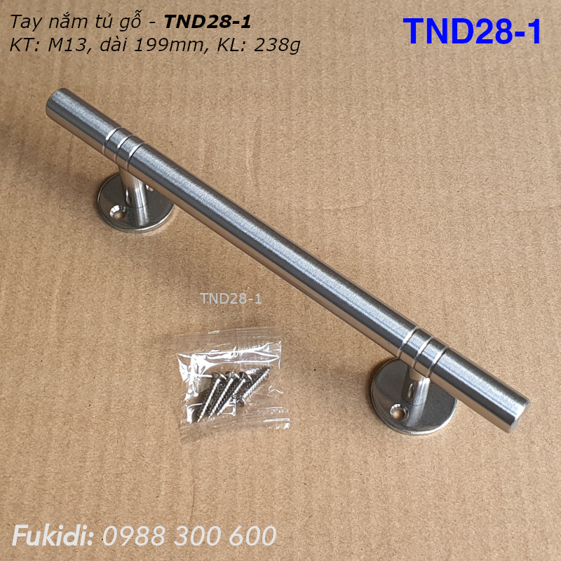 Tay nắm hộc tủ, cửa tủ gỗ, thép không gỉ, KT: M13 dài 199mm - TND28-1