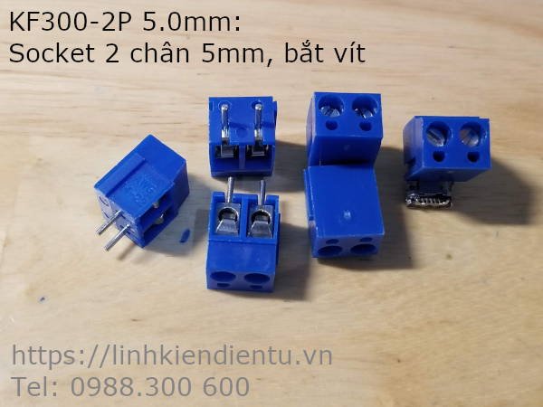 KF300-2P-5.0mm  Terminal Block Screw - Socket hai chân 5.0mm, bắt vít
