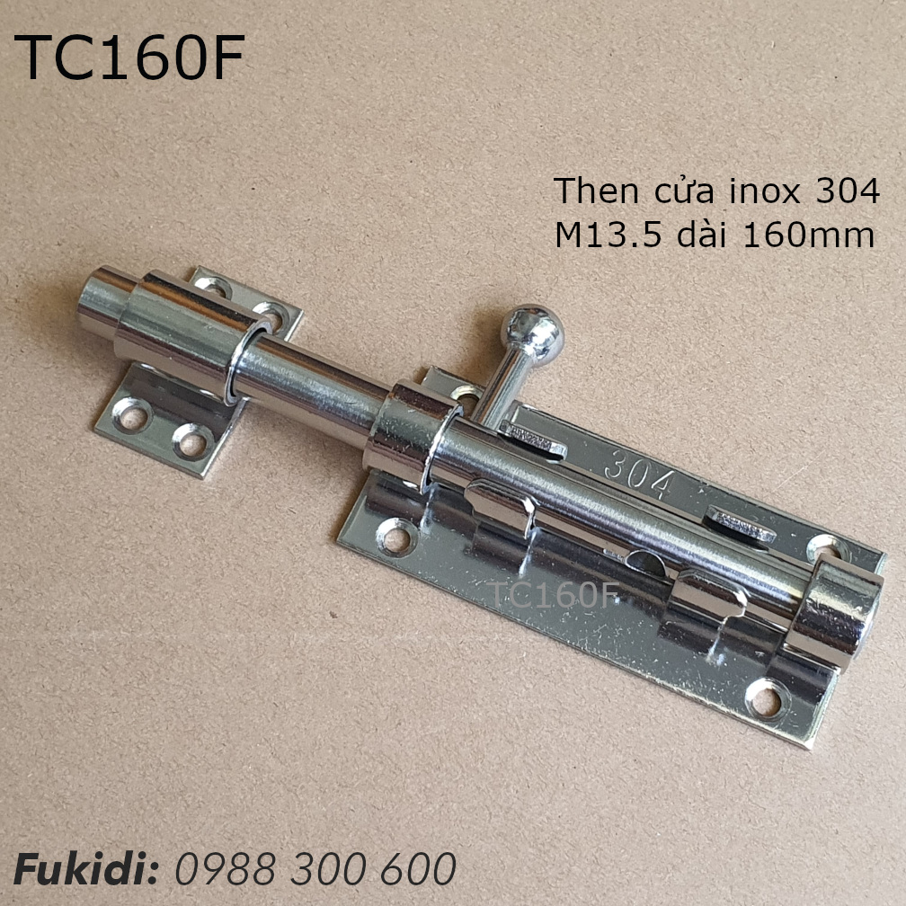 Then cửa cổng inox 304 phi 13, dài 160mm có khoen móc khóa - TC160F