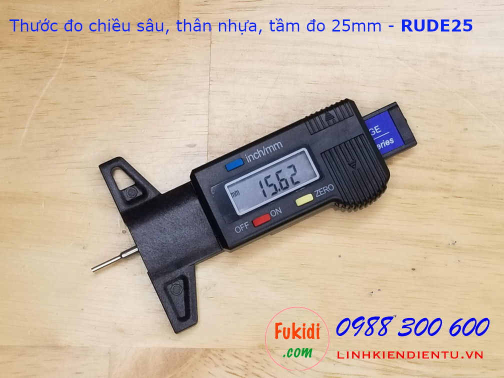 Thước đo độ sâu điện tử, chất liệu nhựa cứng tầm đo sâu 25mm model RUDE25
