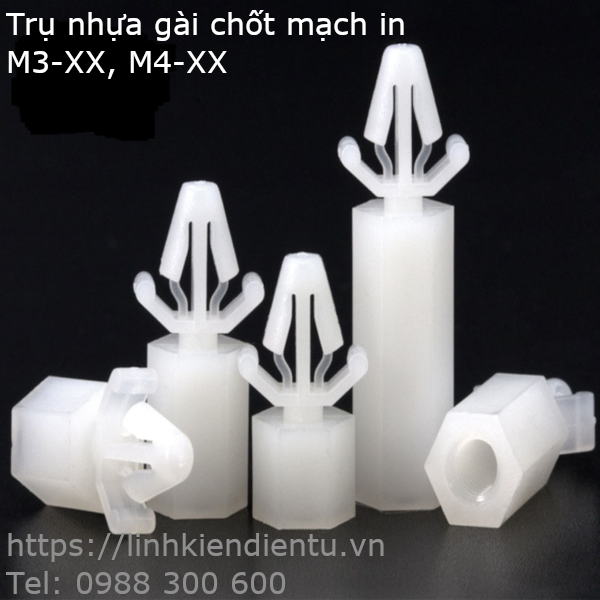 Trụ nhựa gài chốt mạch in M4-20
