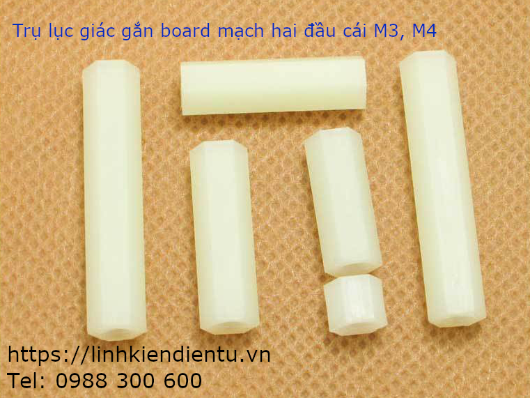 M3x10 trụ nhựa lục giác hai đầu cái