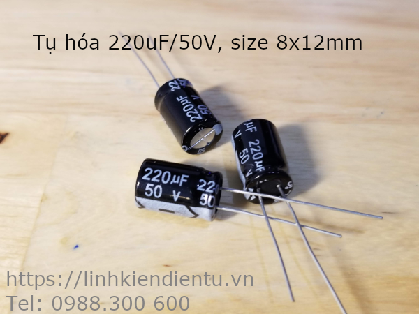 Tụ hóa 220uF 50V 50V220UF kích thước 8x12mm