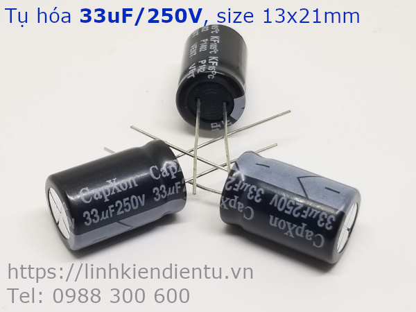Tụ hóa 33uF/250V, size 12x21mm