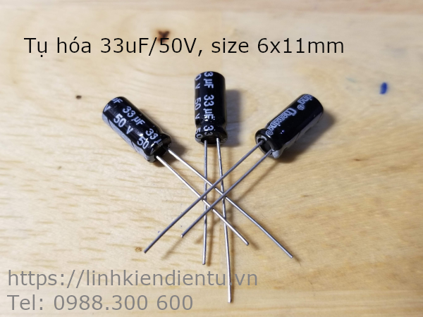 Tụ hóa 33uF 50V 50v33uF kích thước 6x11mm