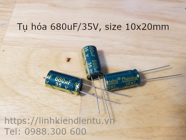 Tụ hóa 680uF 35V 35V680UF kích thước 10x20mm