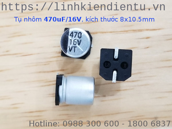 Tụ nhôm 470uF/16V SMD 8.0x10.5mm