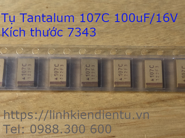 Tụ Tantalum 107C, 100uF/16V SMD 7343