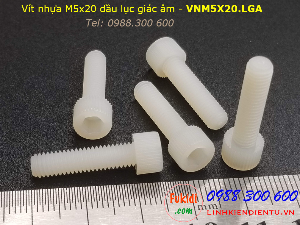 Vít nhựa M5 đầu lục giác âm dài 20mm M5x20mm - VNM5x20.LGA
