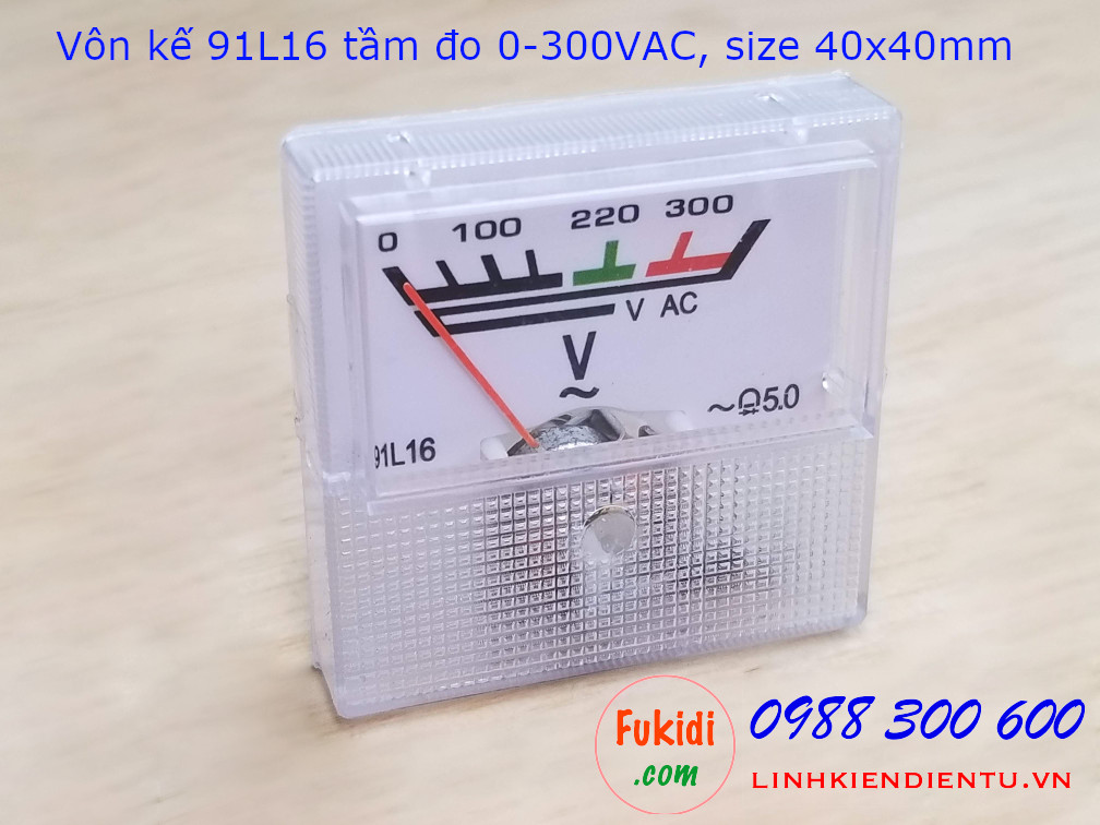 Vôn kế AC 91L16 tầm đo 0-300VAC dùng cho ổn áp, giám sát điện trong gia đình 91L16.300V