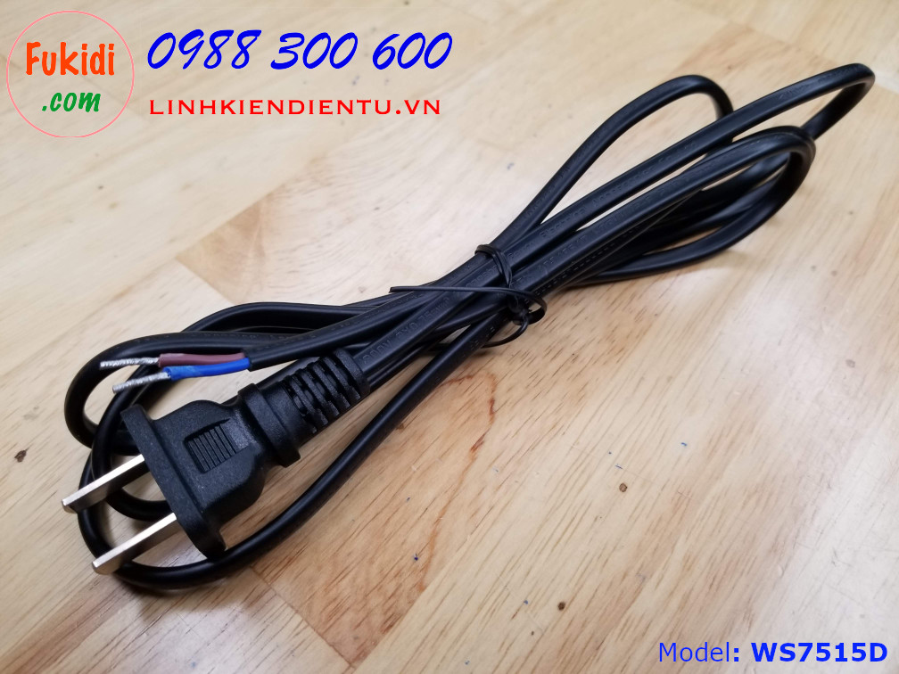 Dây điện dài 1.5m 0.75m2 kèm jack cắm cố định hai chân dẹp 10A/250V WS7515D