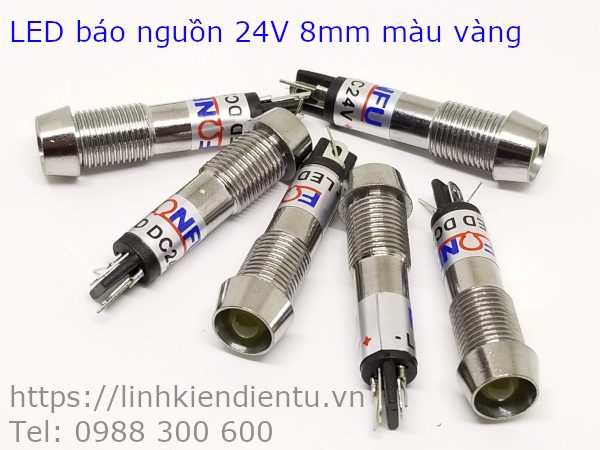 XD8-1 đèn LED báo nguồn 24V DC, 8mm màu vàng - XD824Y