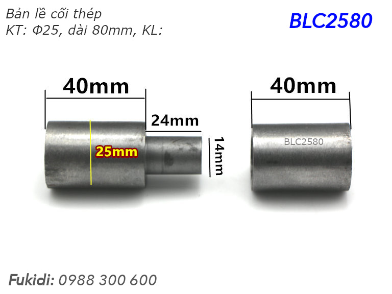 Bản lề cối thép phi 25 dài 80mm - BLC2580