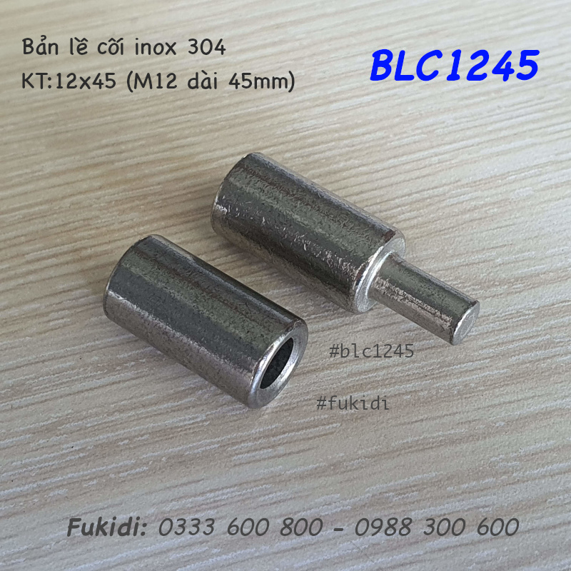 Bản lề cối inox 304, KT: 12x45mm (phi 12 dài 45mm) - BLC1245