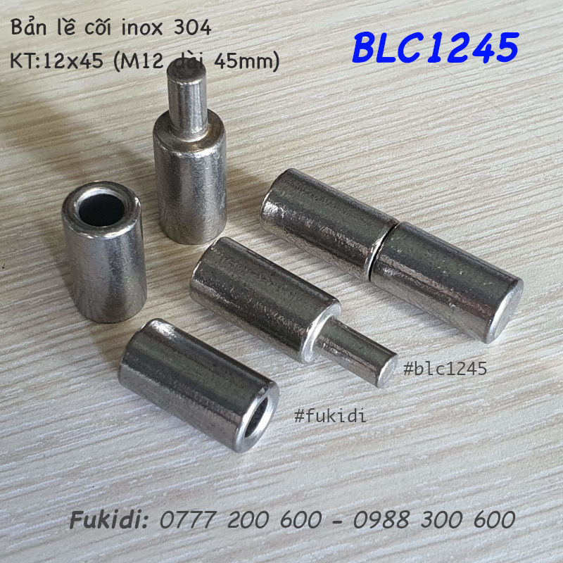 Bản lề cối inox 304, KT: 12x45mm (phi 12 dài 45mm) - BLC1245
