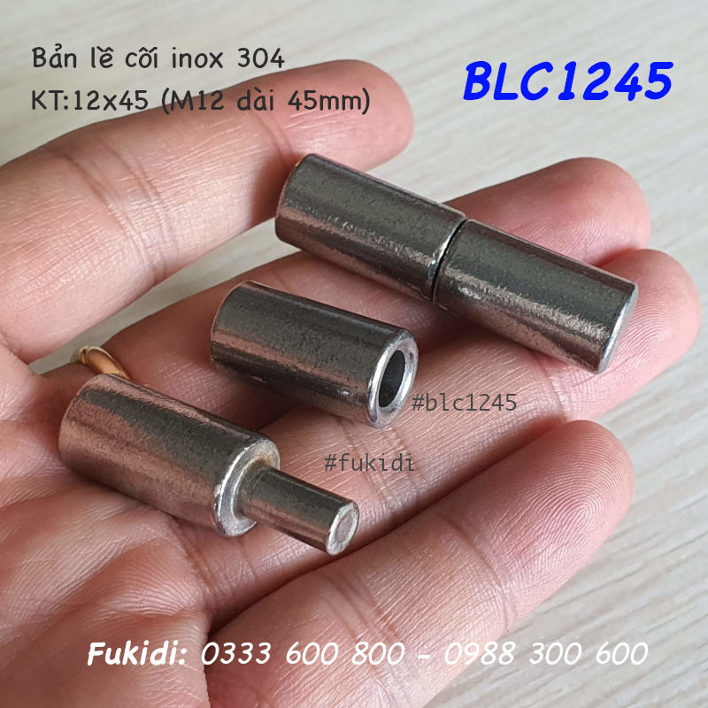 Bản lề cối inox 304, KT: 12x45mm (phi 12 dài 45mm) - BLC1245