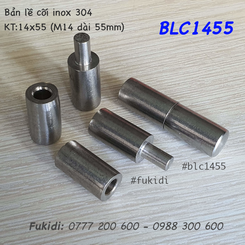 Bản lề cối inox 304, phi 14 dài 55mm (14x55mm) - BLC1455