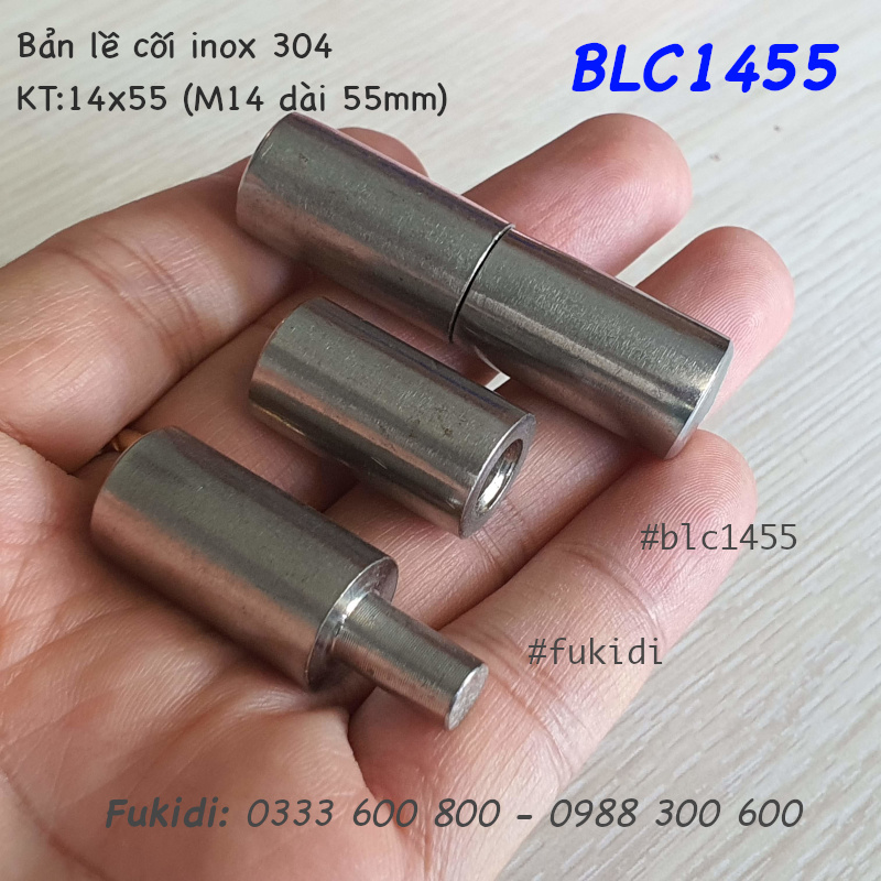 Bản lề cối inox 304, phi 14 dài 55mm (14x55mm) - BLC1455