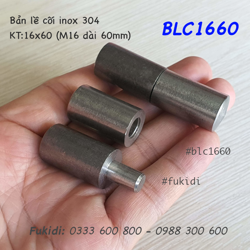 Bản lề cối inox 304, phi 16 dài 60mm (16x60mm) - BLC1660