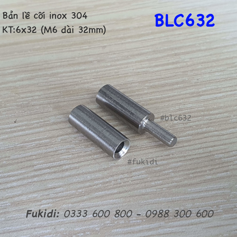 Bản lề cối inox 304, phi 6 dài 32mm - BLC632