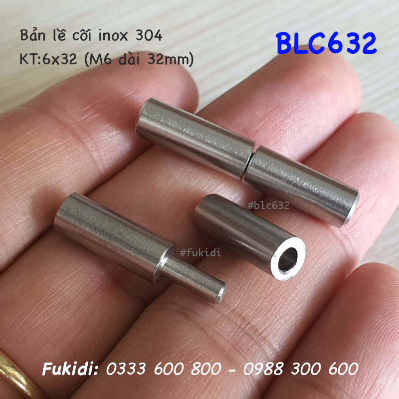 Bản lề cối inox 304, phi 6 dài 32mm - BLC632