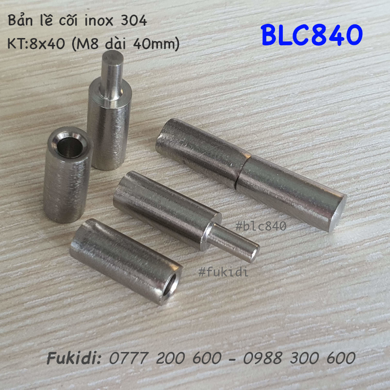 Bản lề cối inox 304, phi 8 dài 40mm - BLC840