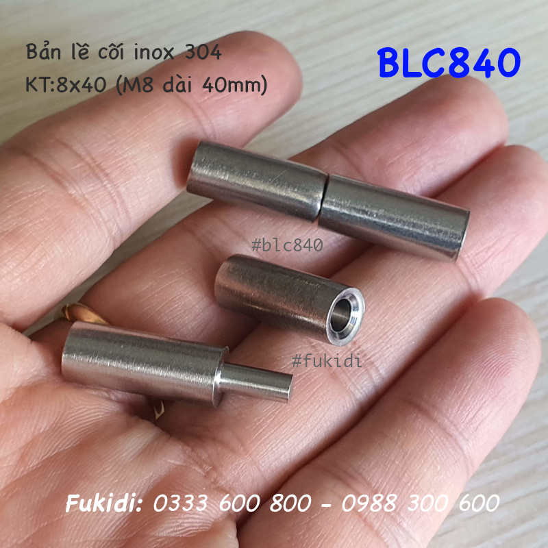 Bản lề cối inox 304, phi 8 dài 40mm - BLC840