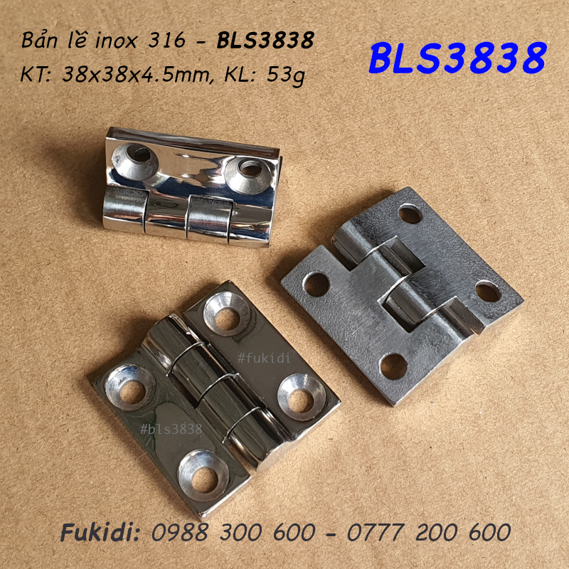 Bản lề inox 316 KT: 38x38, dày 4.5mm - BLS3838