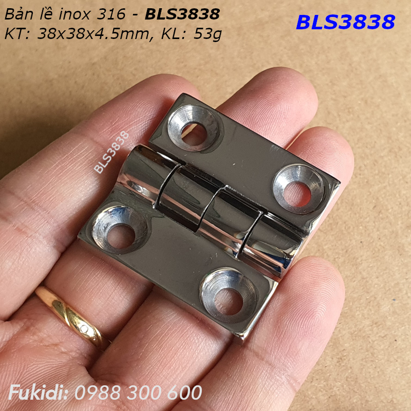 Bản lề inox 316 KT: 38x38, dày 4.5mm - BLS3838