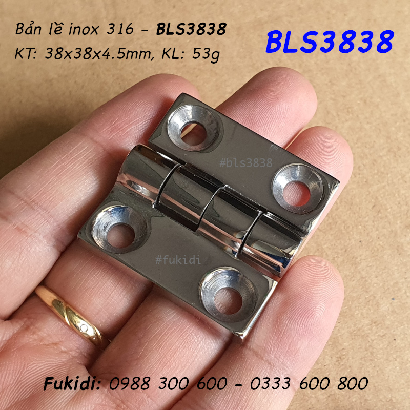 Bản lề inox 316 KT: 38x38, dày 4.5mm - BLS3838